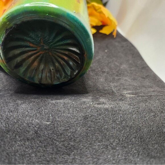 Hand Crafted Floral Table Centerpiece Fall Chrsyanthemum Glass - Picture 3 of 11